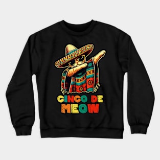 Cinco De Mayo Funny Mexican Cat Sombrero Poncho Men Women Crewneck Sweatshirt